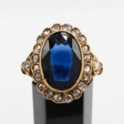 A SAPPHIRE AND DIAMOND DRESS RING