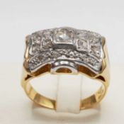 AN 18CT GOLD GENTS DIAMOND SET DRESS RING