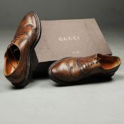 GUCCI BROWN LEATHER OXFORD BROGUES - UK 10