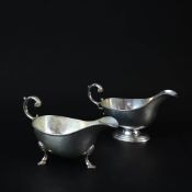 TWO SILVER SAUCEBOATS. (2).