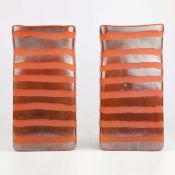 MURANO STYLE GLASS VASES, A PAIR.