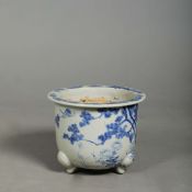 CHINESE BLUE AND WHITE CERAMIC JARDINIERE.