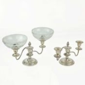 SILVERPLATED CANDLESTICKS (2).