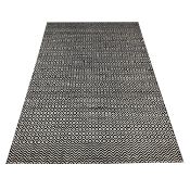 CONTEMPORARY BLACK AND WHITE WOVEN RUG.