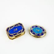 TWO SILVER-GILT AND ENAMELLED PILL BOXES.