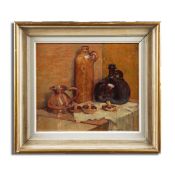 MARY REMINGTON (BRITISH 1910-2003). STILL LIFE WITH JUGS AND MUSHROOMS. (d)