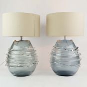 TABLE LAMPS, A PAIR, WITH HEATHFEILD & CO LAMP SHADES. (2).