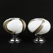 PAIR OF ITALIAN MAZZEGA MURANO GLASS AND CHROME TABLE LAMPS.