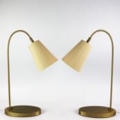 R V ASTLEY SILE DESK LAMPS, A PAIR.