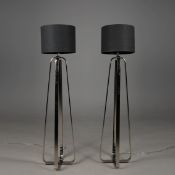 R V ASTLEY VICTORIA NICKLE FLOOR LAMPS, A PAIR.