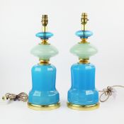 CENEDESE MURANO GLASS TABLE LAMPS, A PAIR.