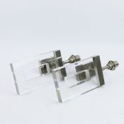ATTRIBUTED TO PORTA ROMANA SQUARE PERSPEX WALL LIGHTS, A PAIR