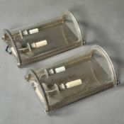 CHARLES EDWARDS 'D' WALL LANTERNS, A PAIR