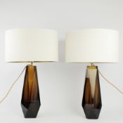 ATTRIBUTED TO BELLA FIGURA LARGE DIAMOND TABLE LAMPS, A PAIR