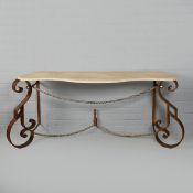 GILDED AND SILVERED IRON CONSOLE TABLE.