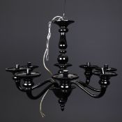 BLACK GLASS CHANDELIER.