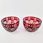 CUT GLASS BOWLS, A PAIR.