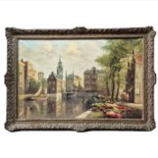 HENDRIK TEN HOVEN (1901-1978). BLOEMENMARKT, SINGEL CANAL EN MUNTTOREN.