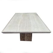 TRAVERTINE DINING TABLE.