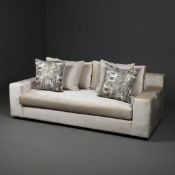 NEUTRAL FABRIC UPHOLSTERED SOFA.