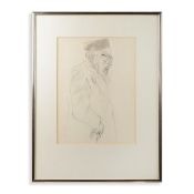 PENCIL AND CHARCOAL SKETCH OF A JEWISH ELDERLY SCHOLAR.