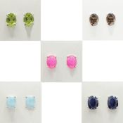 FIVE PAIRS OF GEMSET STUD EARRINGS.