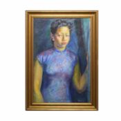 ARCHIBALD ZIEGLER 1903-1971. WOMAN IN BLUE DRESS. (d)