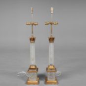 COLUMN FORM TABLE LAMPS, A PAIR.