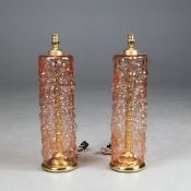 1960S STYLE BUBBLE GLASS TABLE LAMPS, A PAIR.