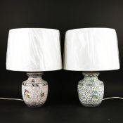TWO HANDPAINTED TABLE LAMPS (2).