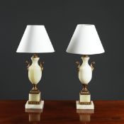 PAIR OF ONYX AND BRASS MOUNTED TABLE LAMPS (2).