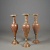 INDIAN VASES, A SET OF 3.