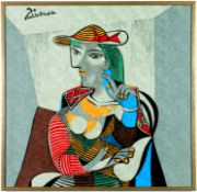 PABLO PICASSO. WOMAN IN HAT ON SILK. (d)