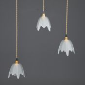 SET OF THREE ITALIAN FROSTED GLASS PENDANT LIGHTS.