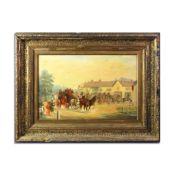 RICHARD TEMPLE. COACHES IN A TOWN SQUARE.