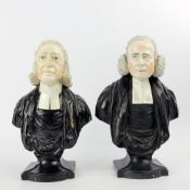 STAFFORDSHIRE PEARLWARE BUSTS OF EVANGELISTS JOHN WESLEY AND GEORGE WHITEFIELD. (2).