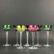 A SET OF SEVEN GERMAN COLOURED HOCK GLASSES. (7).