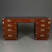 CAMPAIGN STYLE PEDESTAL DESK.