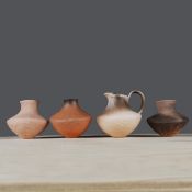 GERALDINE PHILLIPS (1953-2025). A GROUP OF THREE SMALL STUDIO POTTERY VASES AND A JUG (4).