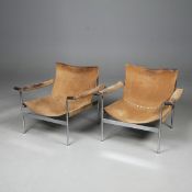 PAIR OF 1970s HANS KONECKE D99 SUEDE AND CHROME ARMCHAIRS FOR TECTA.