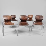 SET OF EIGHT 1970s GERMAN PAGHOLZ STACKING CHAIRS BY ELMAR FLOTÖTTO.