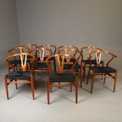 CARL HANSEN & SON WISHBONE CHAIRS, A SET OF 10.