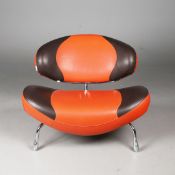 1970s ITALIAN LEATHER LOUNGE CHAIR BY FRANCESCO LANDINI FOR POLTROMEC.