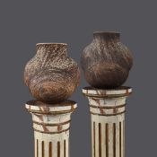 GERALDINE PHILLIPS (1953-2025). A PAIR OF STUDIO POTTERY VASES (2).