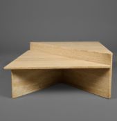 1970s ITALIAN UP&UP TRAVERTINE TWO PART COFFEE TABLE.