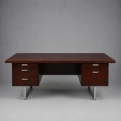 1970s ROSEWOOD AND CHROME EXECUTIVE DESK BY TREVOR CHINN FOR GORDON RUSSELL