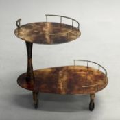 1960s ITALIAN ALDO TURO DRINKS TROLLEY IN LACQUERED GOATSKIN AND BRASS.