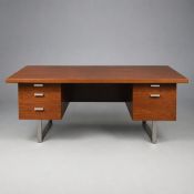 1970s ROSEWOOD AND CHROME EXECUTIVE DESK BY TREVOR CHINN FOR GORDON RUSSELL