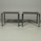 PAIR OF 1970s ITALIAN ROSEWOOD AND CHROME SIDE TABLES