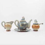 MORGEN HALL (1960-2016). TIN-GLAZED EARTHENWARE TEA SET.